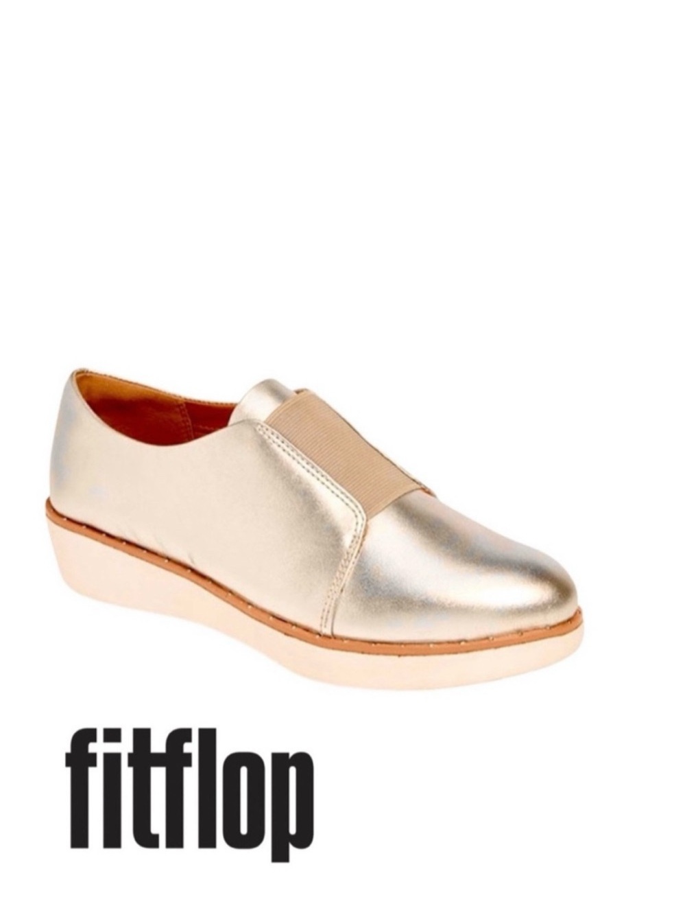 FitFlop Leather Derby Metallic Gold Loafers